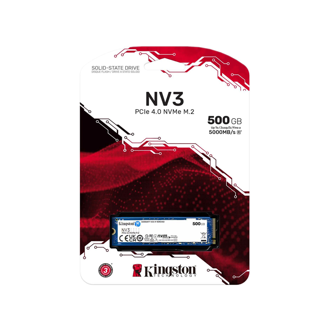 Твердотельный накопитель SSD Kingston NV3 SNV3S/500G M.2 NVMe PCIe 4.0x4 — изображение 3