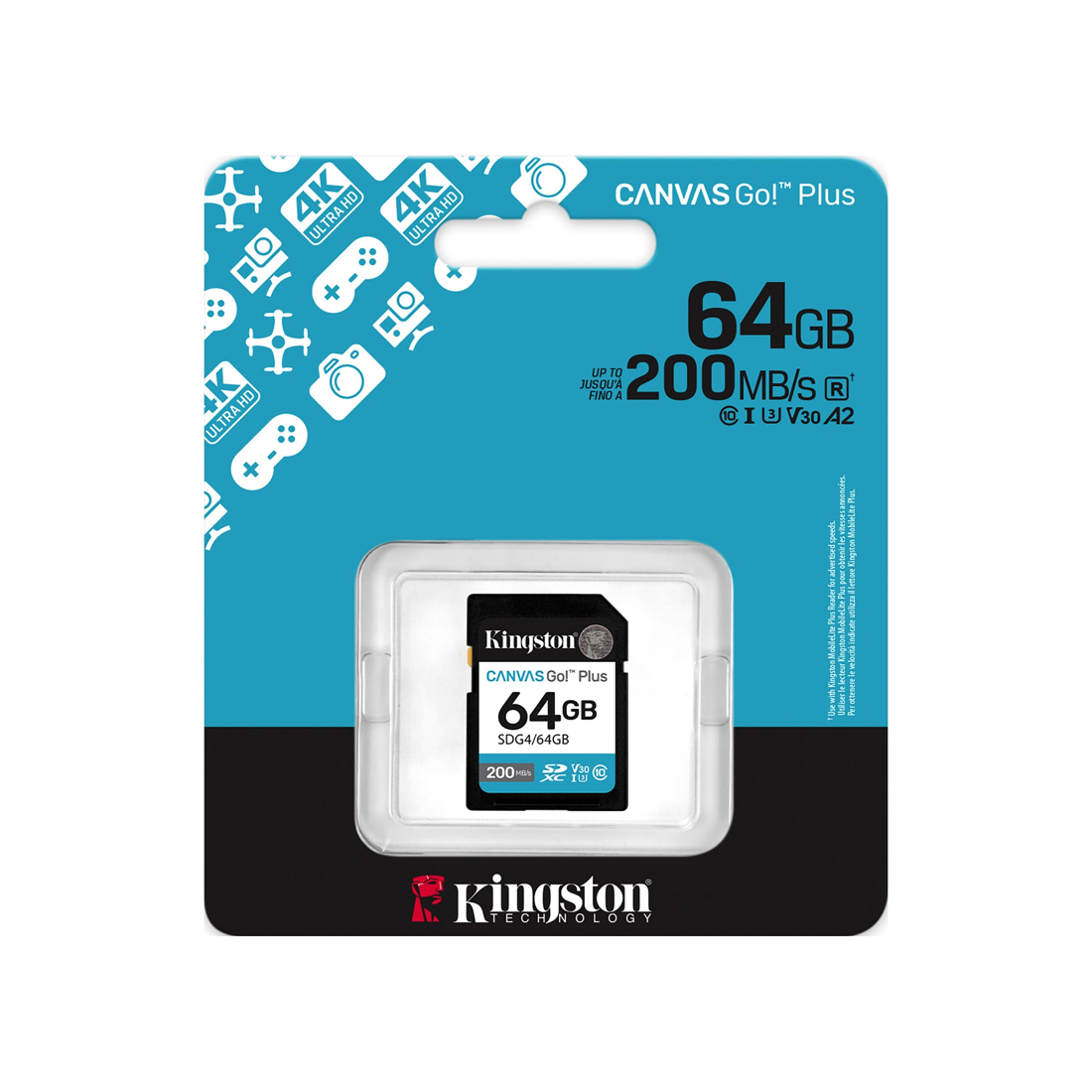 Карта памяти Kingston SDG4/64GB Canvas Go Plus Gen4 C10 UHS-I U3 V30 64GB — изображение 3