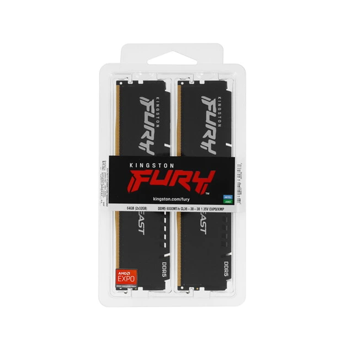Комплект модулей памяти Kingston FURY Beast KF560C36BBEK2-64 DDR5 64GB (Kit 2x32GB) 6000MHz — изображение 3