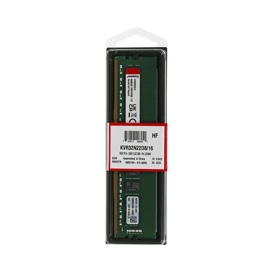 Модуль памяти Kingston KVR32N22D8/16WP DDR4 16GB 3200MHz — изображение 3