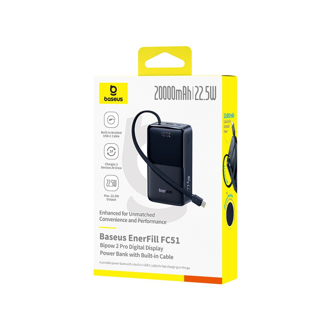 Портативный внешний аккумулятор Baseus EnerFill FC51 Bipow2 Pro 20000mAh 22.5W Black (E0027701) — изображение 3