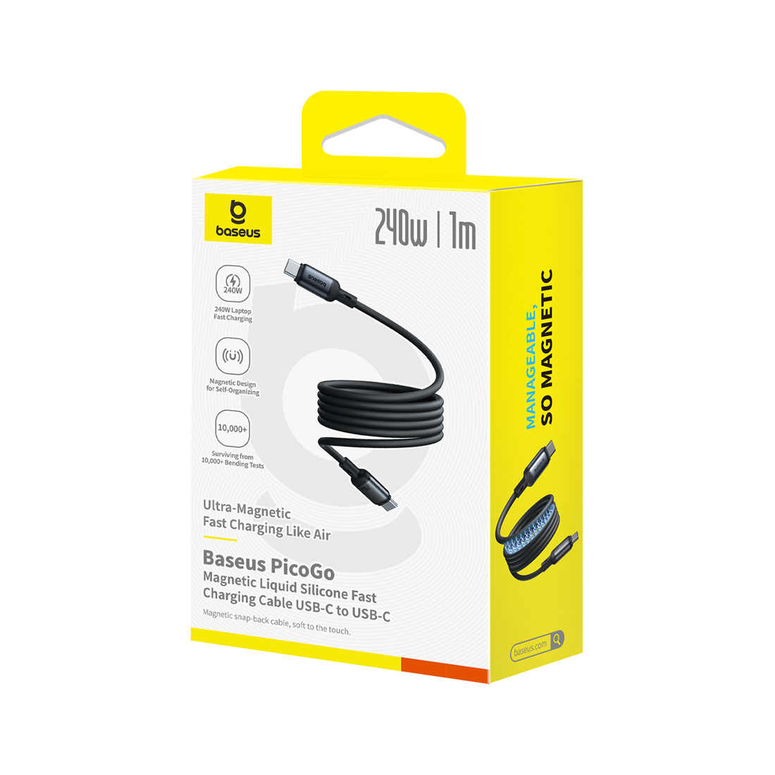 Интерфейсный кабель Baseus PicoGo Magnetic USB-C to USB-C 240W Black (P10376800121-00) — изображение 3