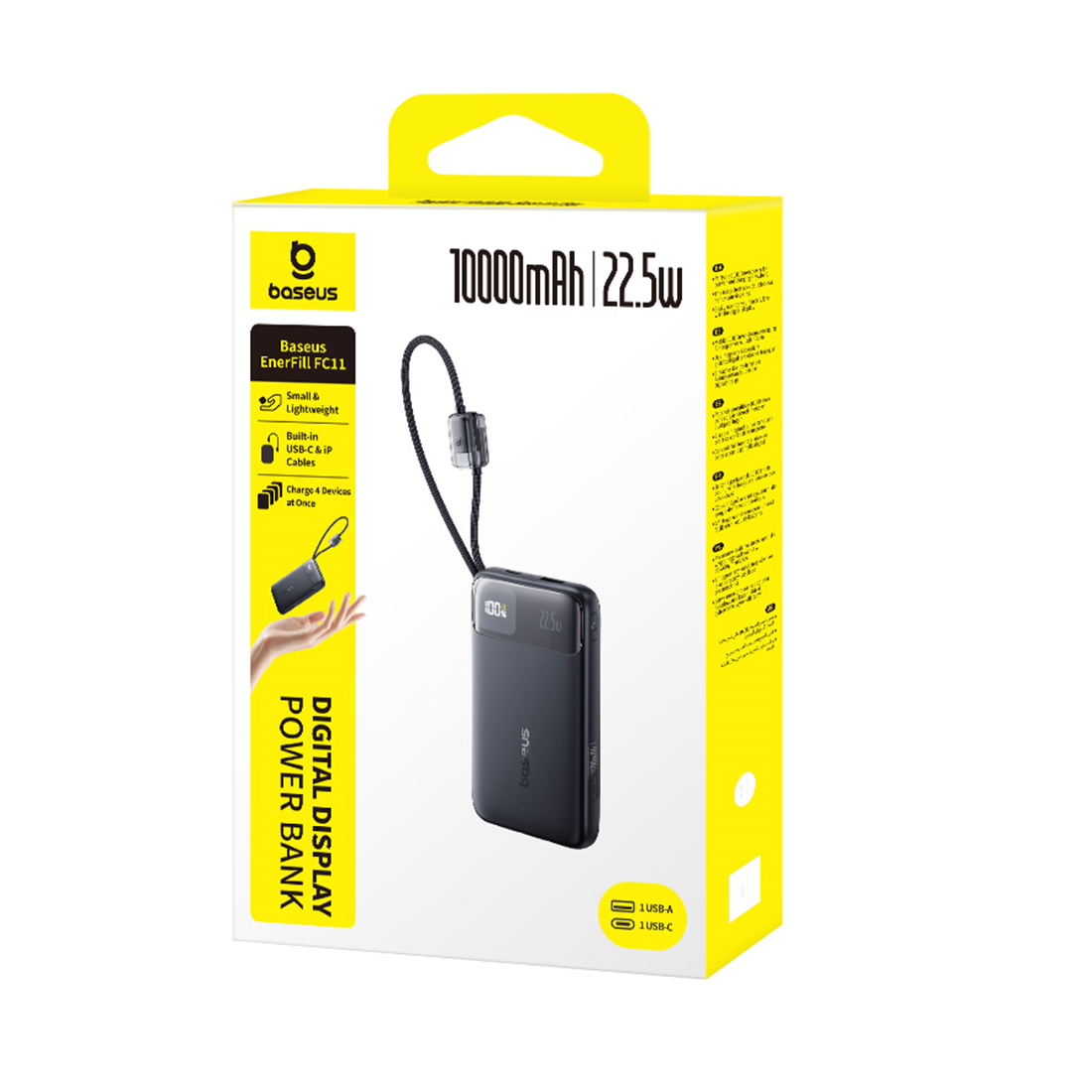 Портативный внешний аккумулятор Baseus EnerFill FC11 10000mAh 22.5W Black (E0027R04) — изображение 2