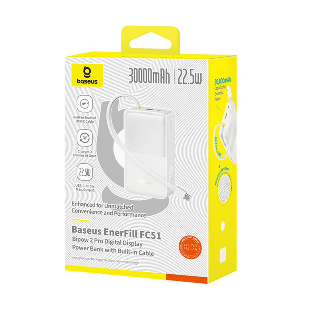 Портативный внешний аккумулятор Baseus EnerFill FC51 30000mAh 22.5W Moon White (E0028101) — изображение 2