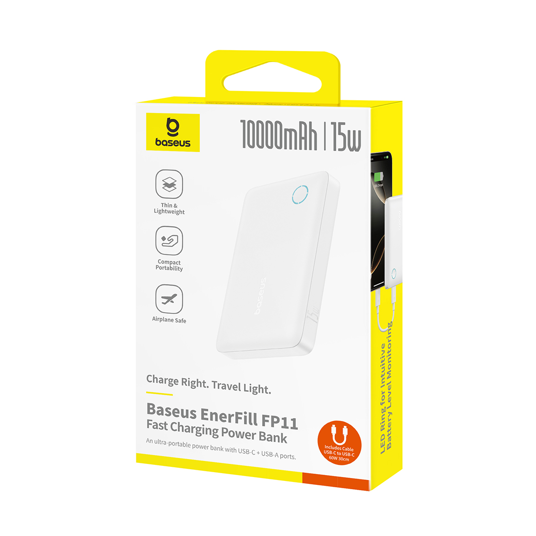 Портативный внешний аккумулятор Baseus EnerFill FP11 10000mAh 15W White (P1008210C213-00) — изображение 3
