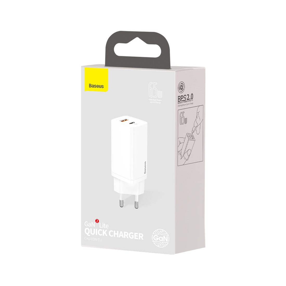 Адаптер питания Baseus GaN2 Lite Quick ChargerC+U 65W EU White (CCGAN2L-B02) — изображение 3