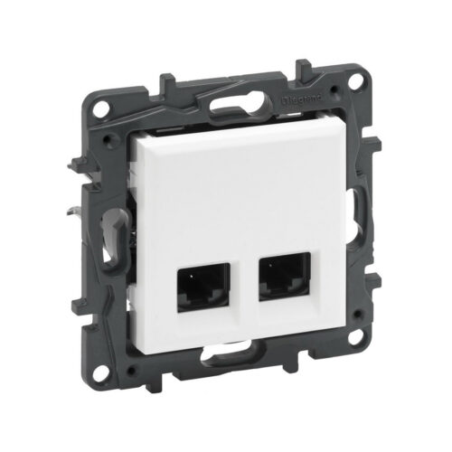 Информационная розетка двойная Niloe Step 2хRJ45 Кат.5e UTP Белый new