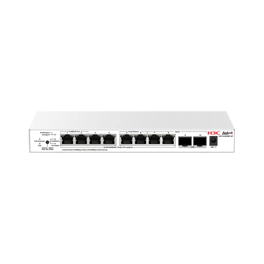 Коммутатор H3C Aolynk US110-8G2MF-HP