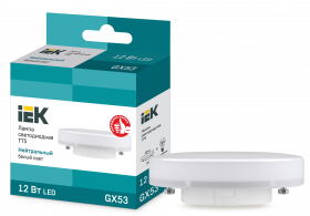 LLE-T80-12-230-40-GX53 IEK Лампа светодиодная T75 таблетка 12Вт 230В 4000К GX53 IEK