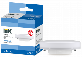 LLE-T80-6-230-65-GX53 IEK Лампа светодиодная T75 таблетка 6Вт 230В 6500К GX53 IEK