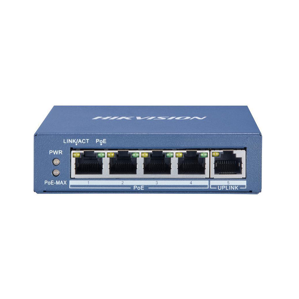 Hikvision DS-3E0505P-E Коммутатор 4-портовый неуправляемый PoE