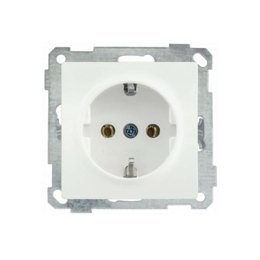 ERB11-K01-16-1 IEK Розетка РС11-1-0-Б с заземляющим контактом 16А BOLERO белый IEK