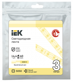 LSR2-1-060-20-3-03 IEK Лента светодиодная 3м LSR-5050WW60-14,4-IP20-12В IEK
