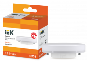LLE-T80-12-230-30-GX53 IEK Лампа светодиодная T75 таблетка 12Вт 230В 3000К GX53 IEK