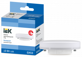 LLE-T80-10-230-65-GX53 IEK Лампа светодиодная T75 таблетка 10Вт 230В 6500К GX53 IEK