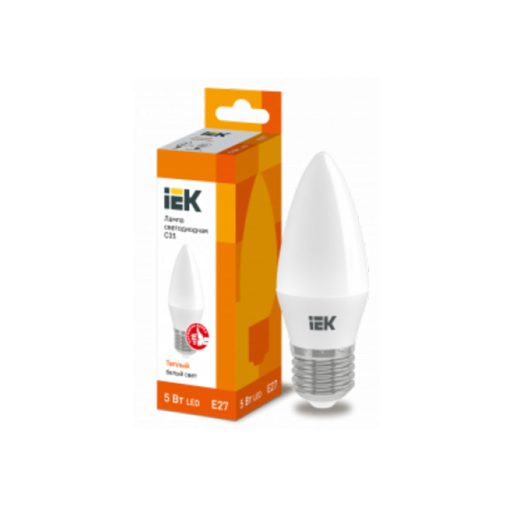 LLE-C35-5-230-30-E27 IEK Лампа светодиодная C35 свеча 5Вт 230В 3000К E27 IEK