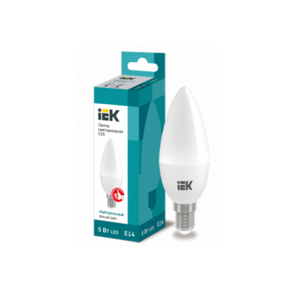 LLE-C35-5-230-40-E14 IEK Лампа светодиодная C35 свеча 5Вт 230В 4000К E14 IEK