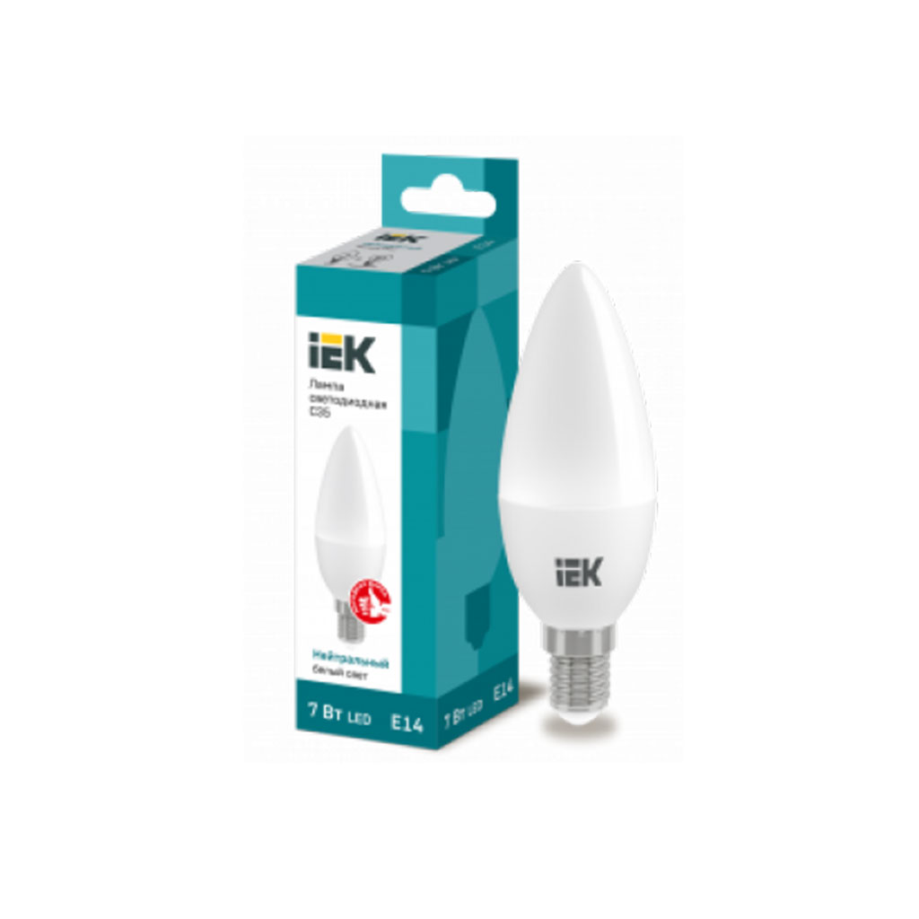 LLE-C35-7-230-40-E14 IEK Лампа светодиодная C35 свеча 7Вт 230В 4000К E14 IEK