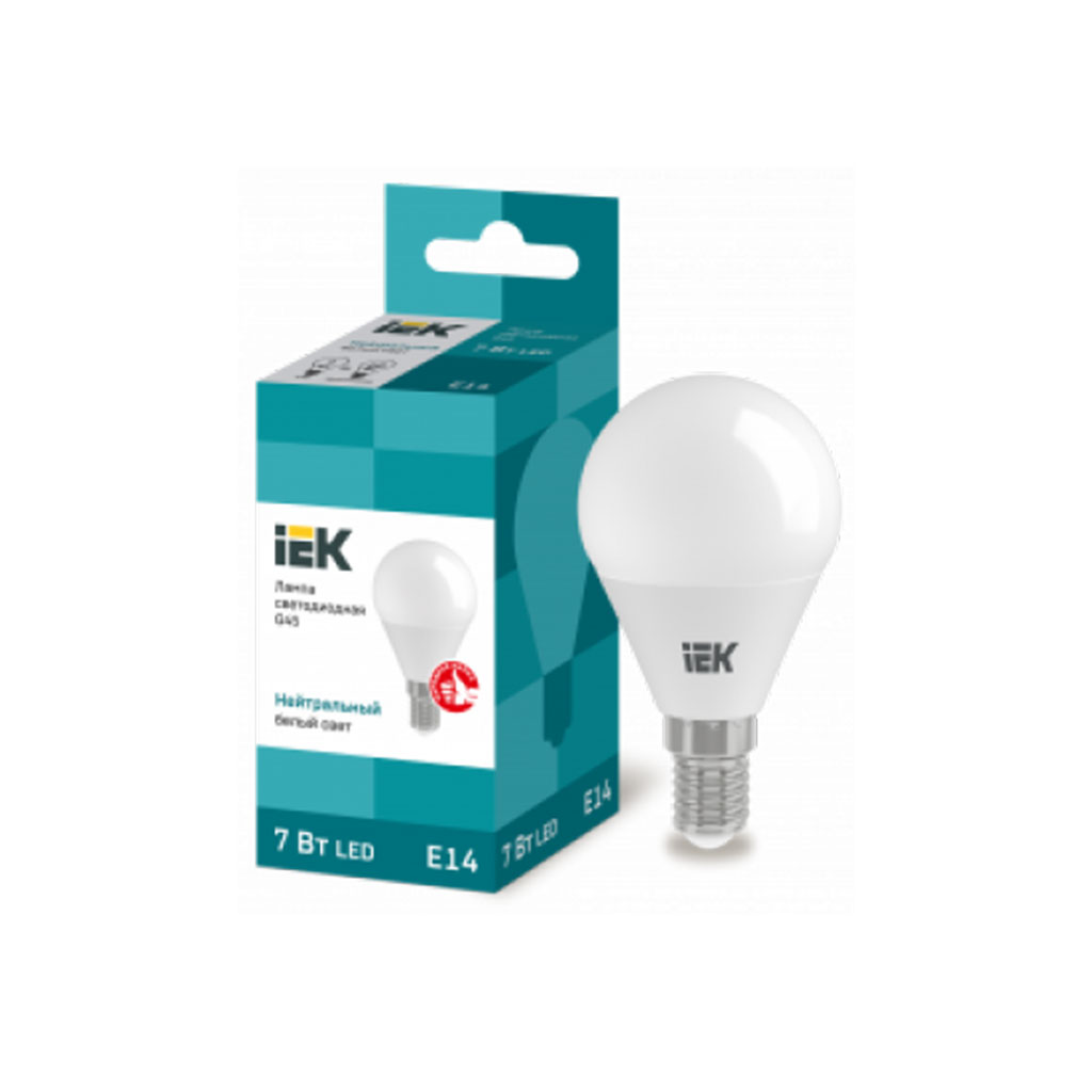 LLE-G45-7-230-40-E14 IEK Лампа светодиодная G45 шар 7Вт 230В 4000К E14 IEK