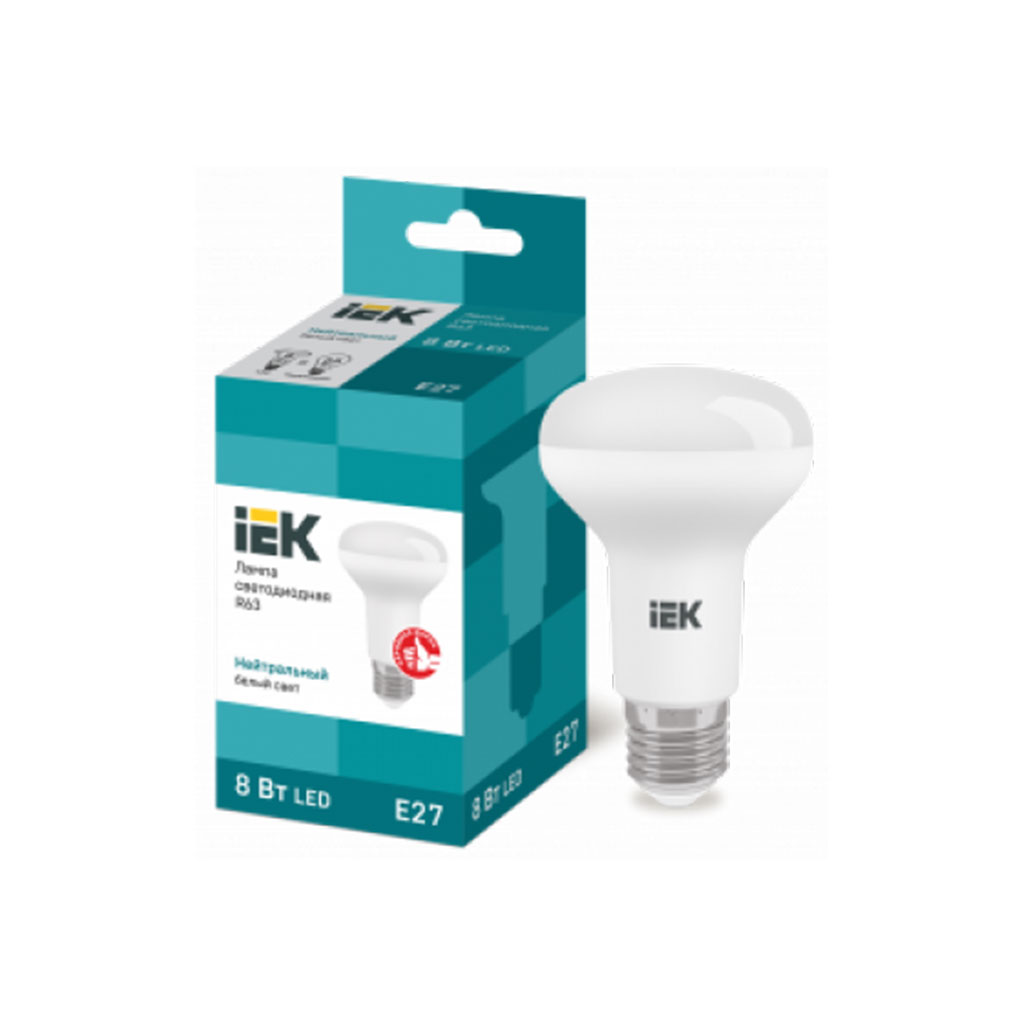 LLE-R63-8-230-40-E27 IEK Лампа светодиодная R63 рефлектор 8Вт 230В 4000К E27 IEK