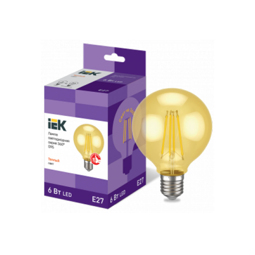 LLF-G95-6-230-30-E27-CLG IEK Лампа светодиодная G95 шар золото 6Вт 230В 2700К E27 серия 360° IEK