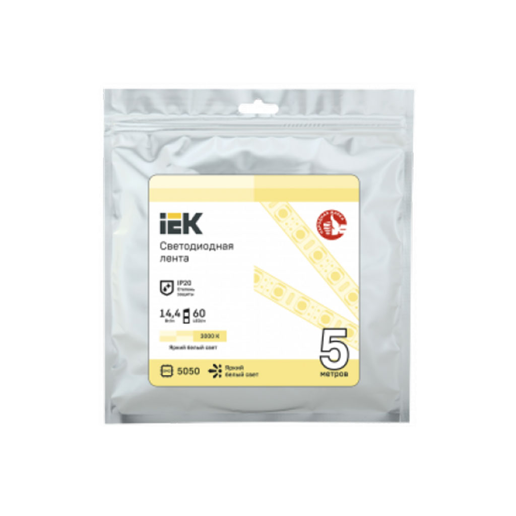 LSR2-1-060-20-3-05 IEK Лента светодиодная 5м LSR-5050WW60-14,4-IP20-12В IEK