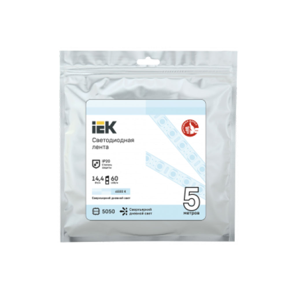 LSR2-2-060-20-3-05 IEK Лента светодиодная 5м LSR-5050W60-14,4-IP20-12В IEK