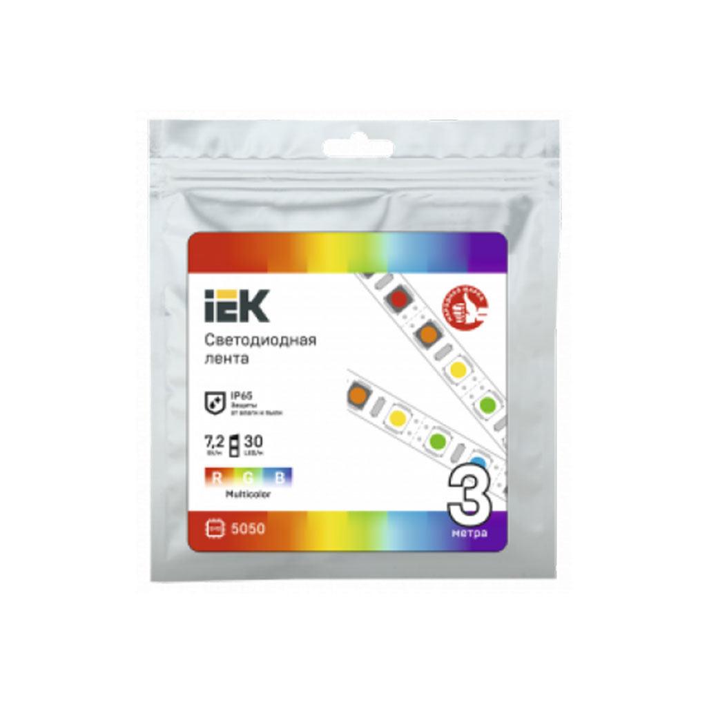 LSR2-3-030-65-3-03 IEK Лента светодиодная 3м LSR-5050RGB30-7,2-IP65-12В IEK