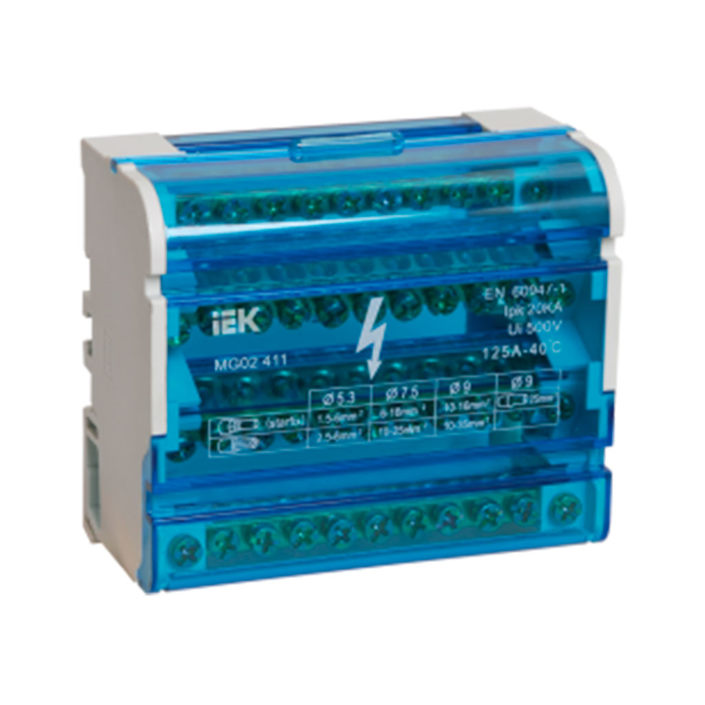 YND10-4-11-125 Шины на DIN-рейку в корпусе (кросс-модуль) ШНК 4х11 3L+PEN IEK